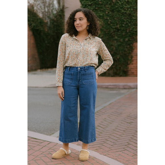 Anthropologie Maeve The Colette Jeans Womens 29 Denim High Rise Cropped Wide Leg - Picture 1 of 11